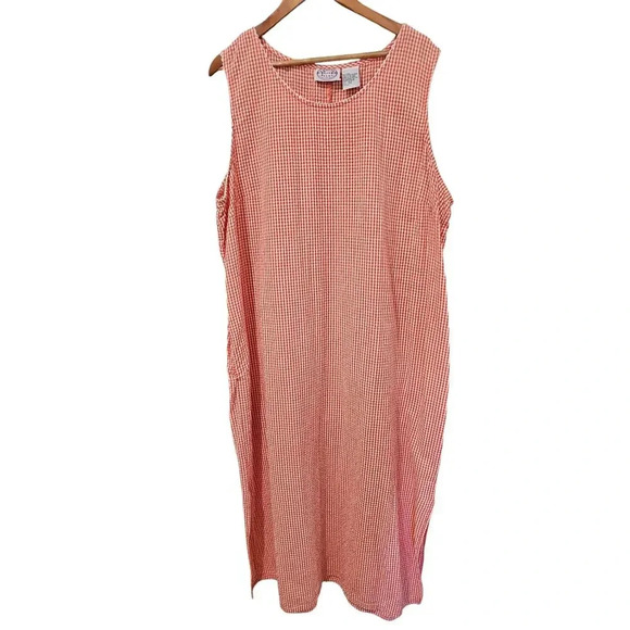 Carolina Blues Checkered Midi Dress Orange Size 26 - Picture 1 of 5